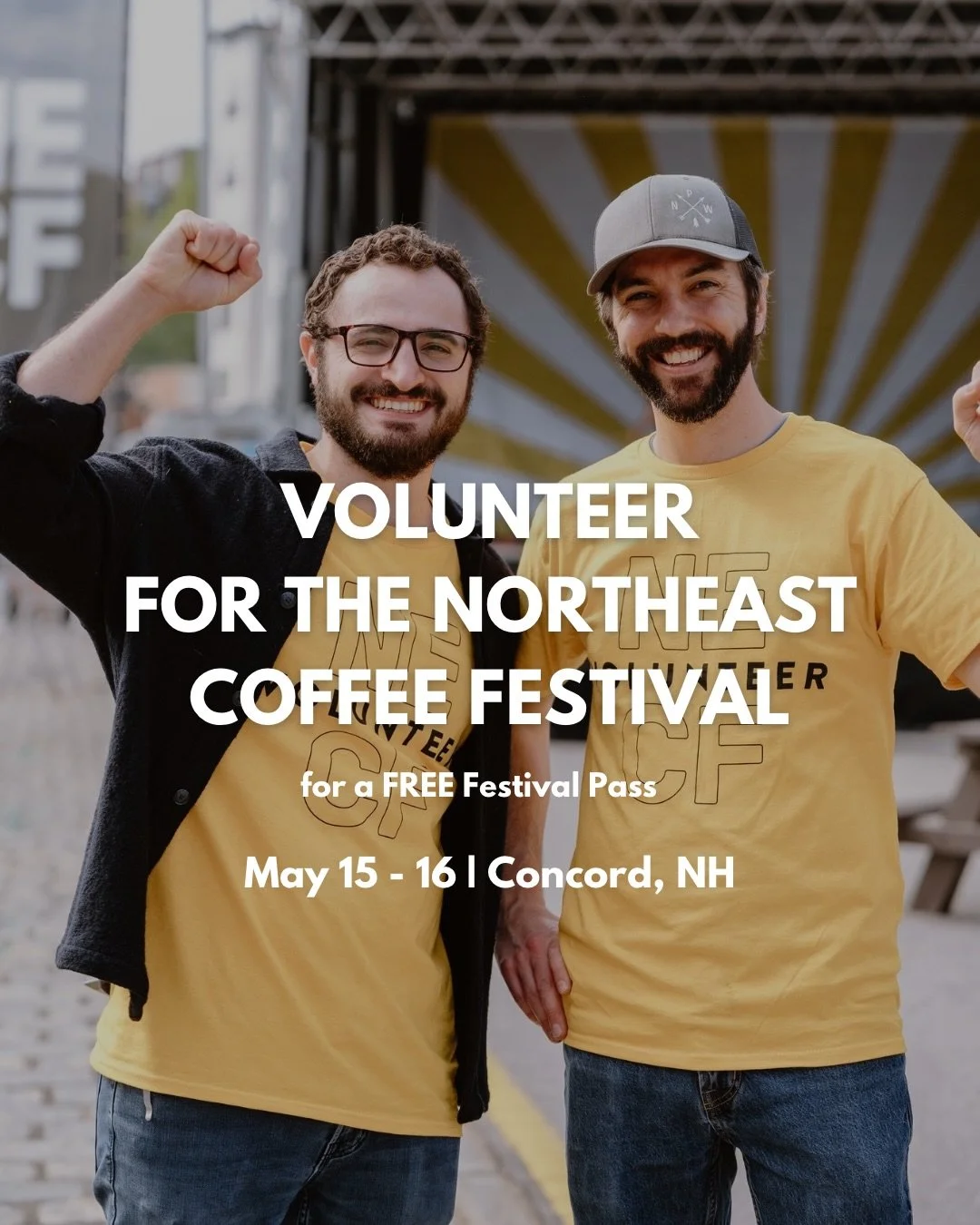 Volunteer at the Northeast Coffee Festival this weekend May 15-16 in downtown Concord by working a minimum 3 hour shift. All volunteers receive a complimentary Festival Pass and a NECF T-Shirt. You&rsquo;ll get to man stations, hand out merch/swag, a