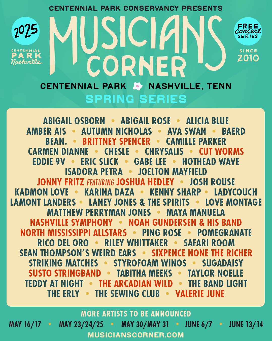Spring 2025 Musicians Corner Lineup Announced