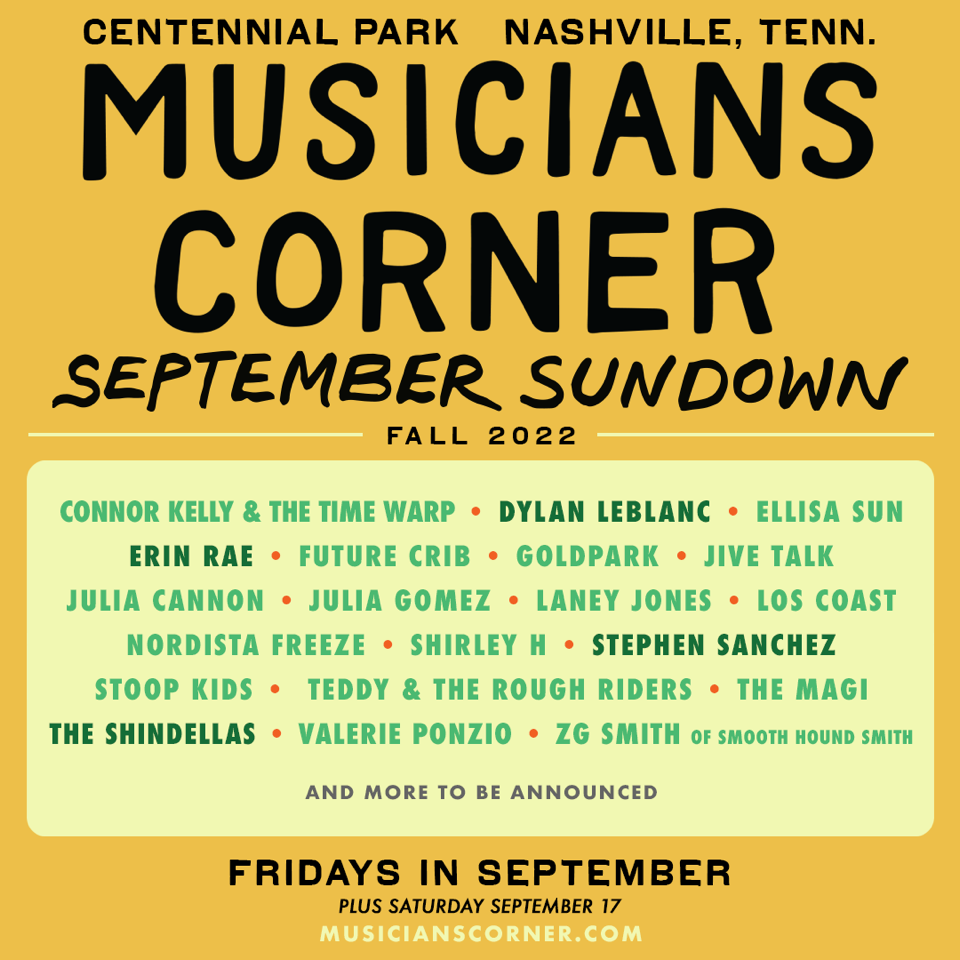 MUSICIANS CORNER ANNOUNCES SEPTEMBER SUNDOWN LINEUP