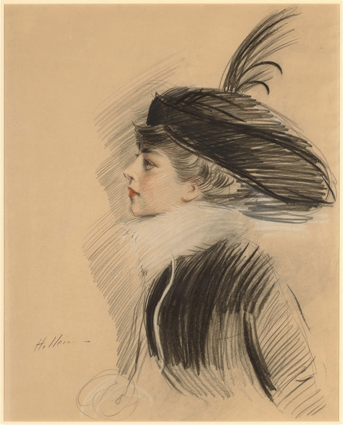 a portrait of Greene by French society artist Paul Cesar Helleu from 1913
