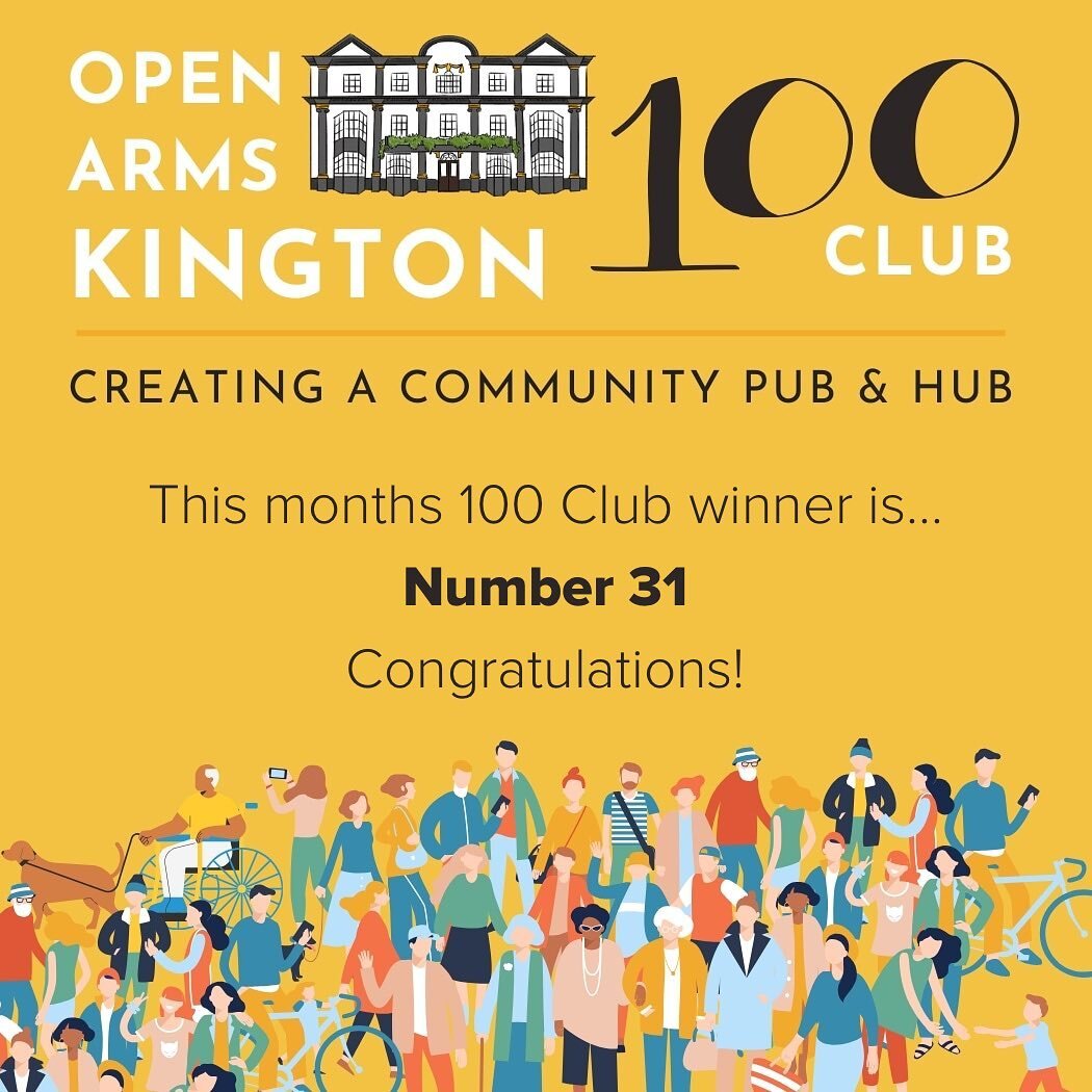 Congratulations member number 31 - &pound;200 will be coming to you soon!

For information on our 100 Club, visit: https://www.openarmskington.co.uk/100club

#openarmskington #communityhub #communitypub #popupkitchen #supportlocal #welovekington #her