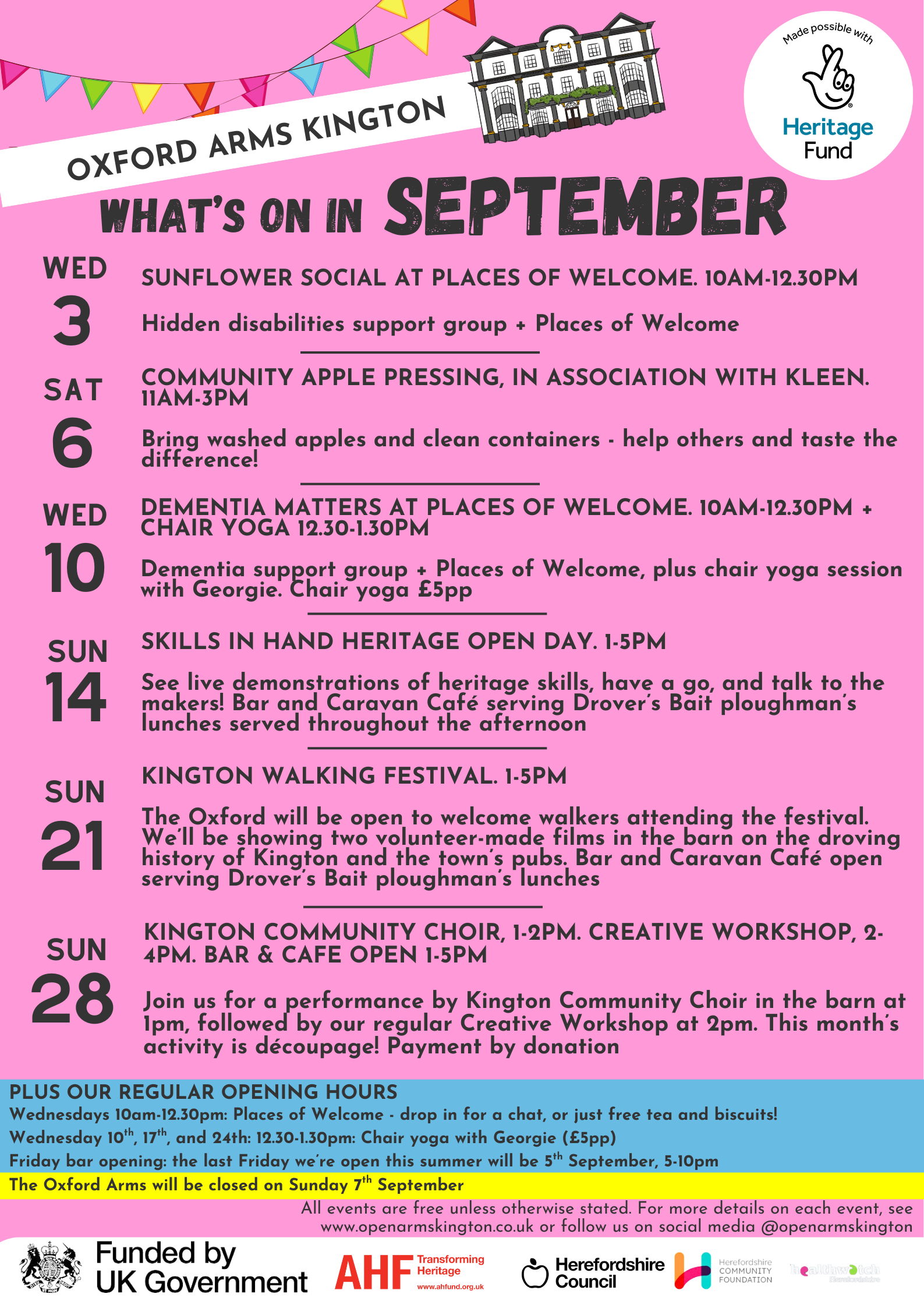 September events at The Oxford Arms