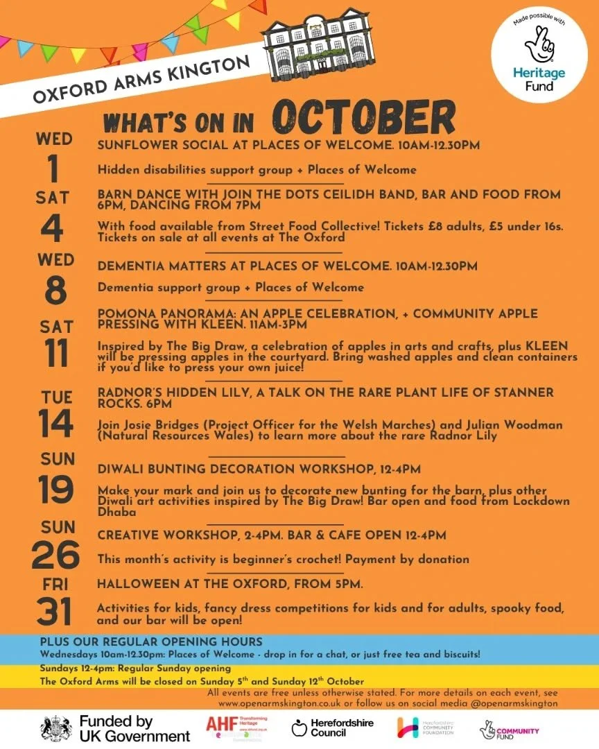 OCTOBER EVENTS at The Oxford Arms - apple pressing (the return), Diwali, Halloween family fun, local natural history &amp; more!

🍏 *Saturday 11th October - Pomona Panorama &amp; Apple Pressing - 11am-3pm - free*
Pomona was the Roman goddess of frui
