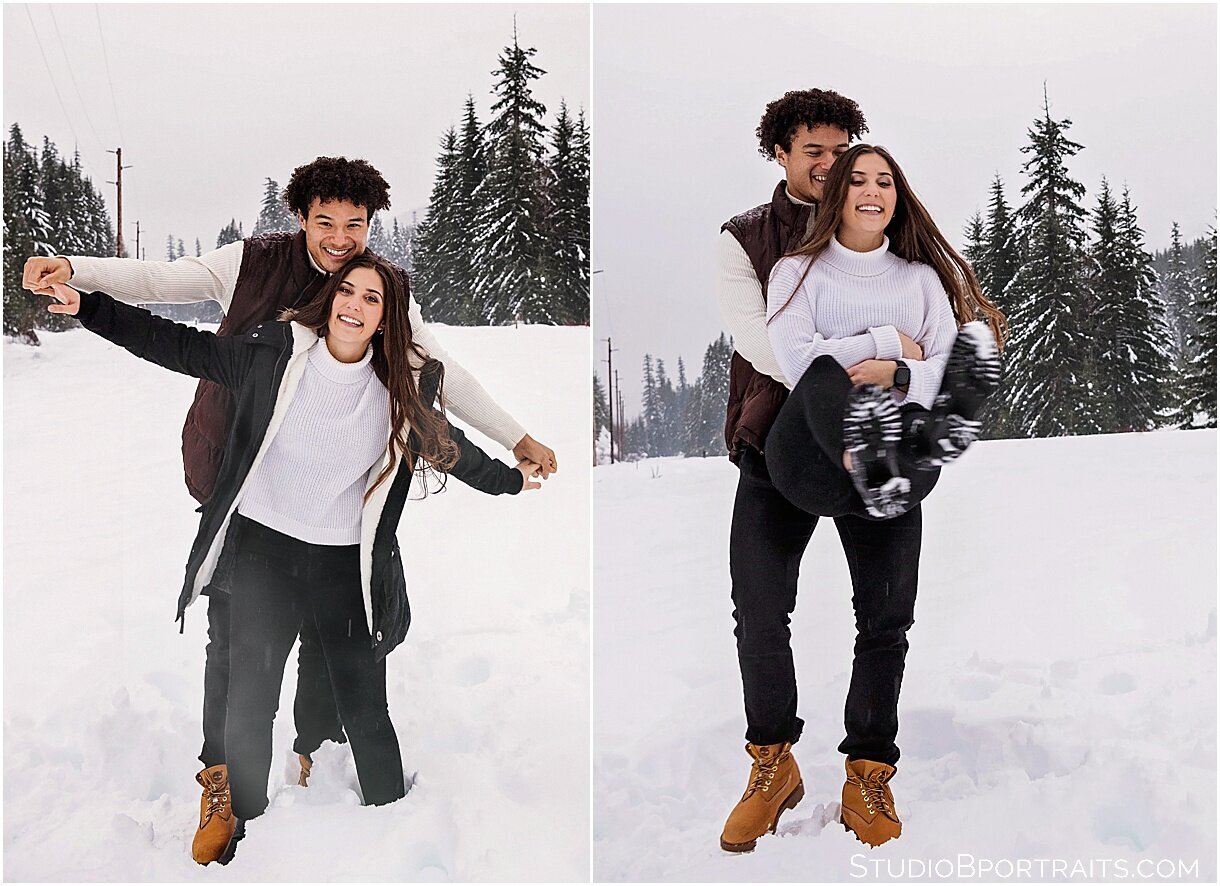 Couple Photos in the Snow - Mountain Escape Photography