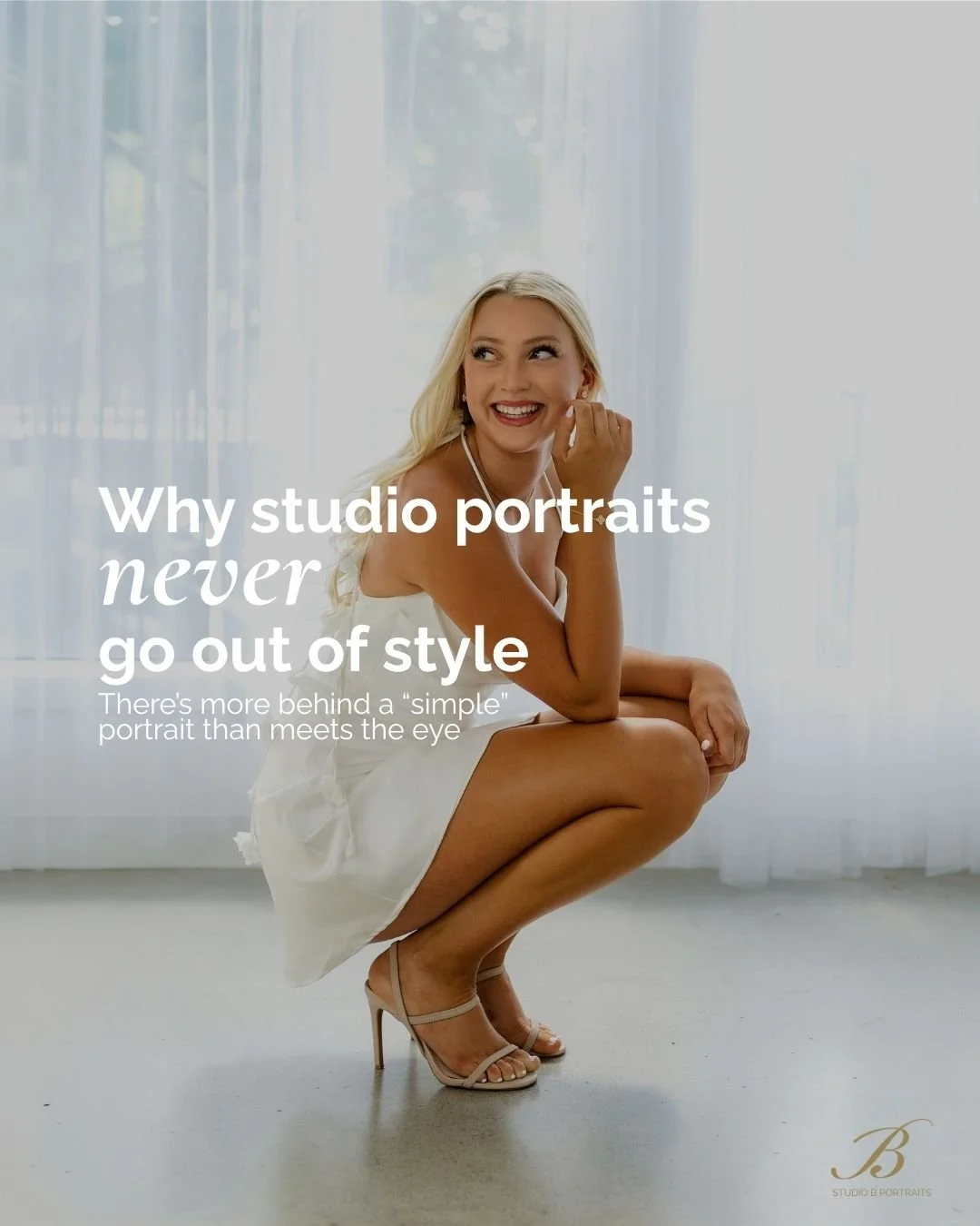 There&rsquo;s more behind a &ldquo;simple&rdquo; portrait than meets the eye.

Studio portraits give us the freedom to focus on what matters most: you. Thoughtful lighting, guided posing, expression, and the smallest details all work together to crea