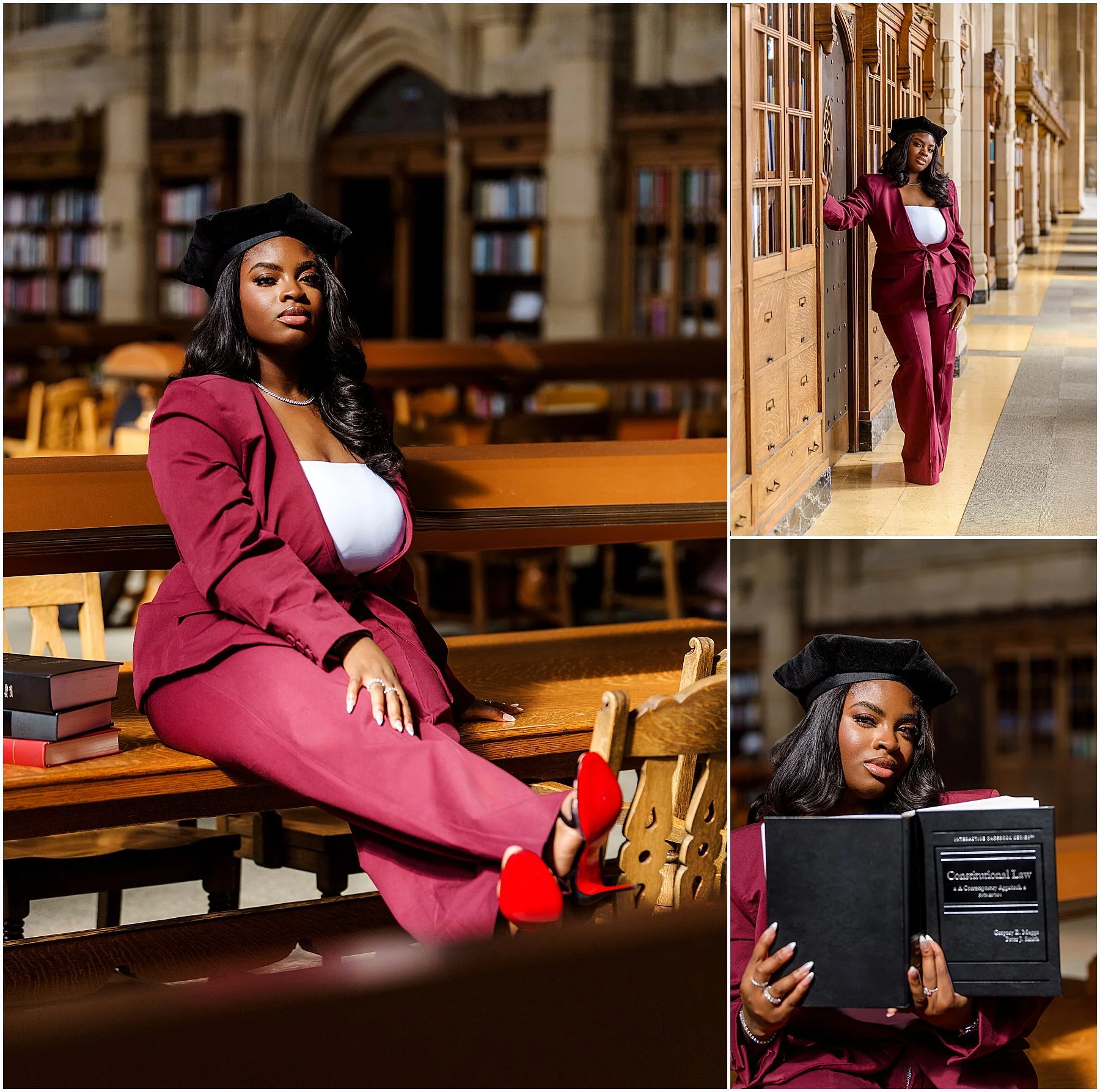 Collaged images of African American woman photographed at the University of Washington Odegaard Library