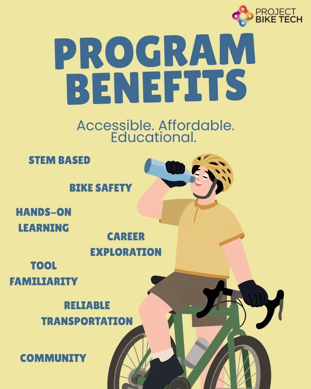 One classroom unlocks multiple benefits for today's youth and the local community. Explore how our program could benefit your area: https://www.projectbiketech.org/whypbt

#BikeEducation #BikeSafety #BikeTech