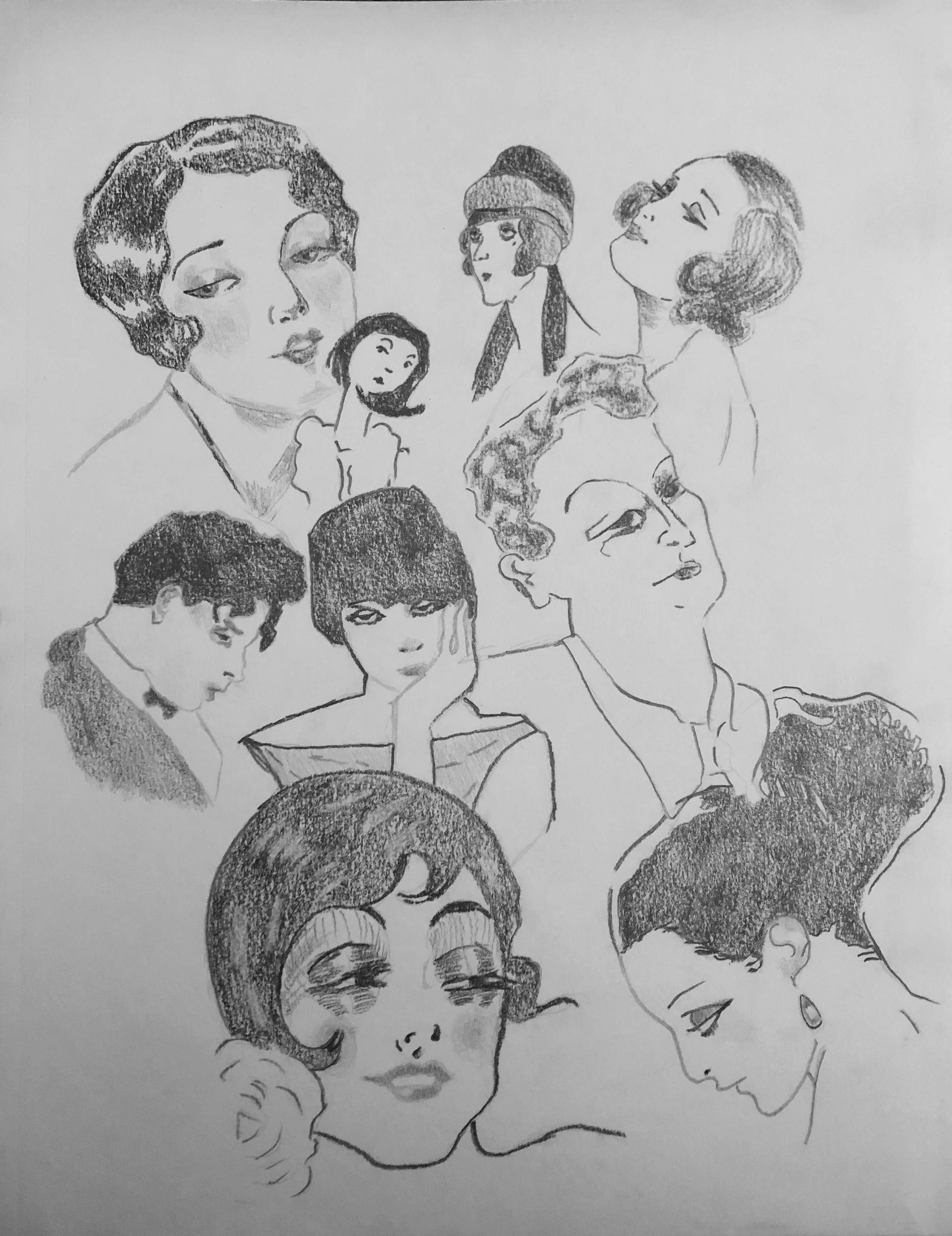 style exercises, graphite on paper (2022)