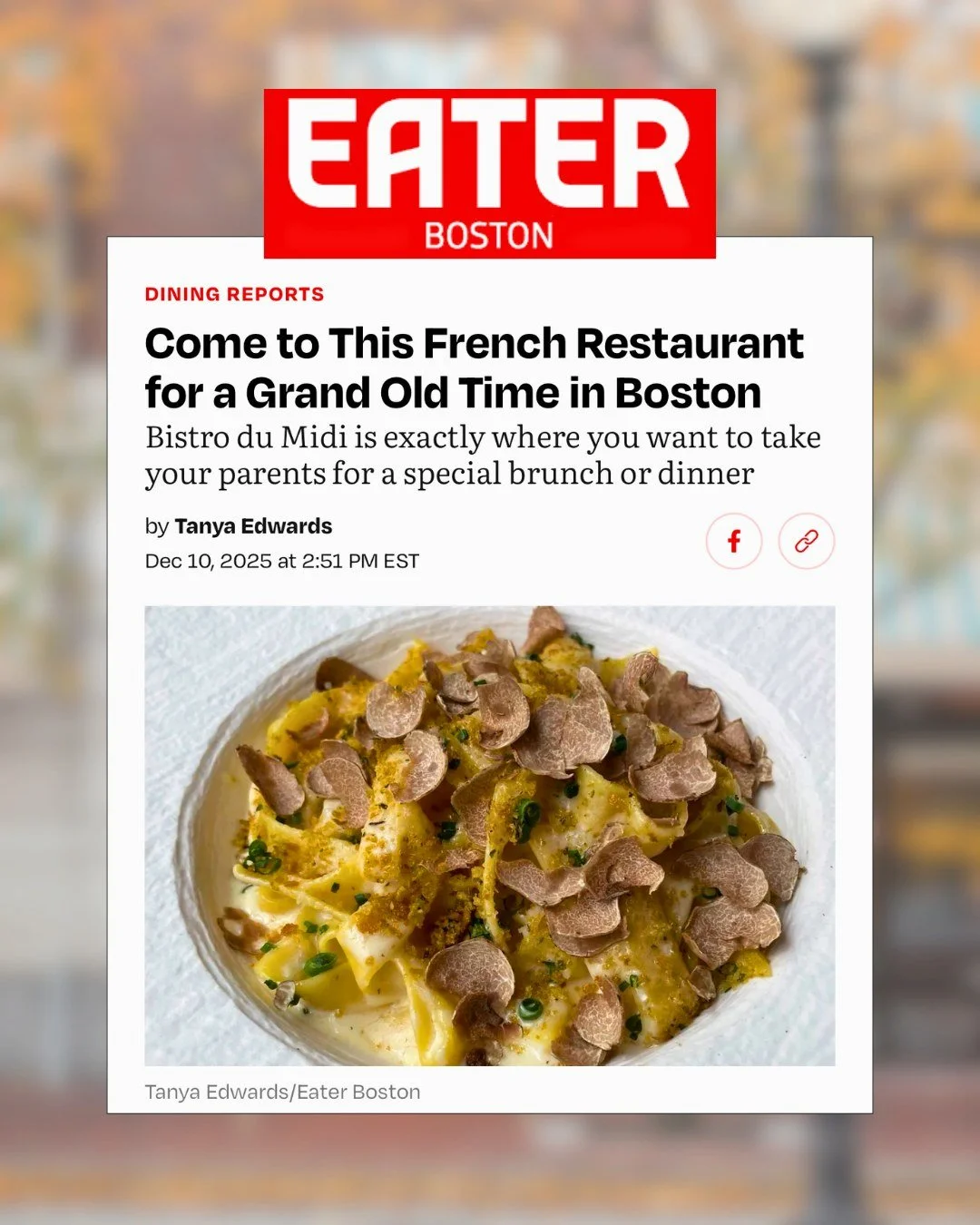 Merci to Eater and Tanya Edwards for the wonderful review of Bistro du Midi&mdash;a meaningful acknowledgment of the hard work and dedication of our entire team.