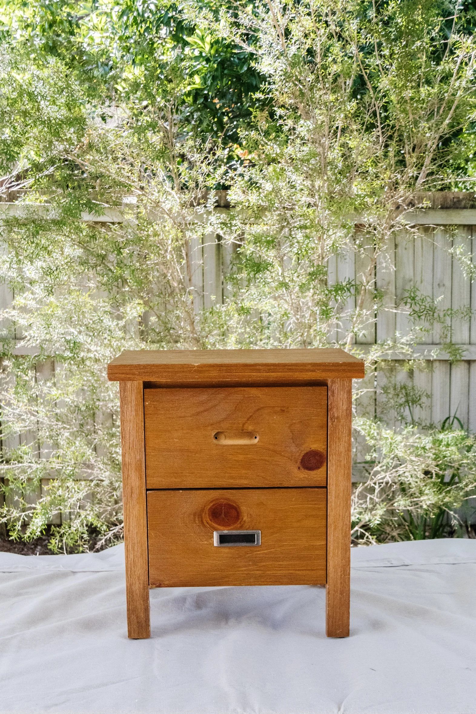 Upcycle wooden bedside top table