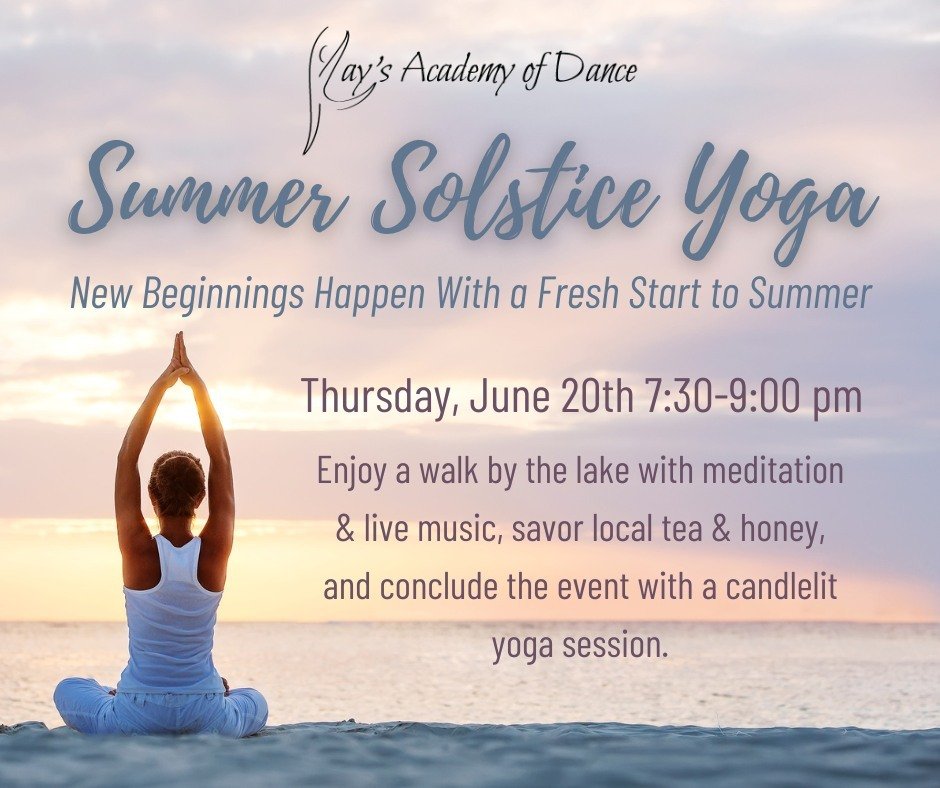 ✨ Join us on Thursday, June 20th, from 7:30-9:00 pm for an unforgettable Summer Solstice Yoga experience!
🌅 Start the evening off with a stroll down to the lake for sunset meditation accompanied by live music.
🍵Don't forget to bring your favorite m