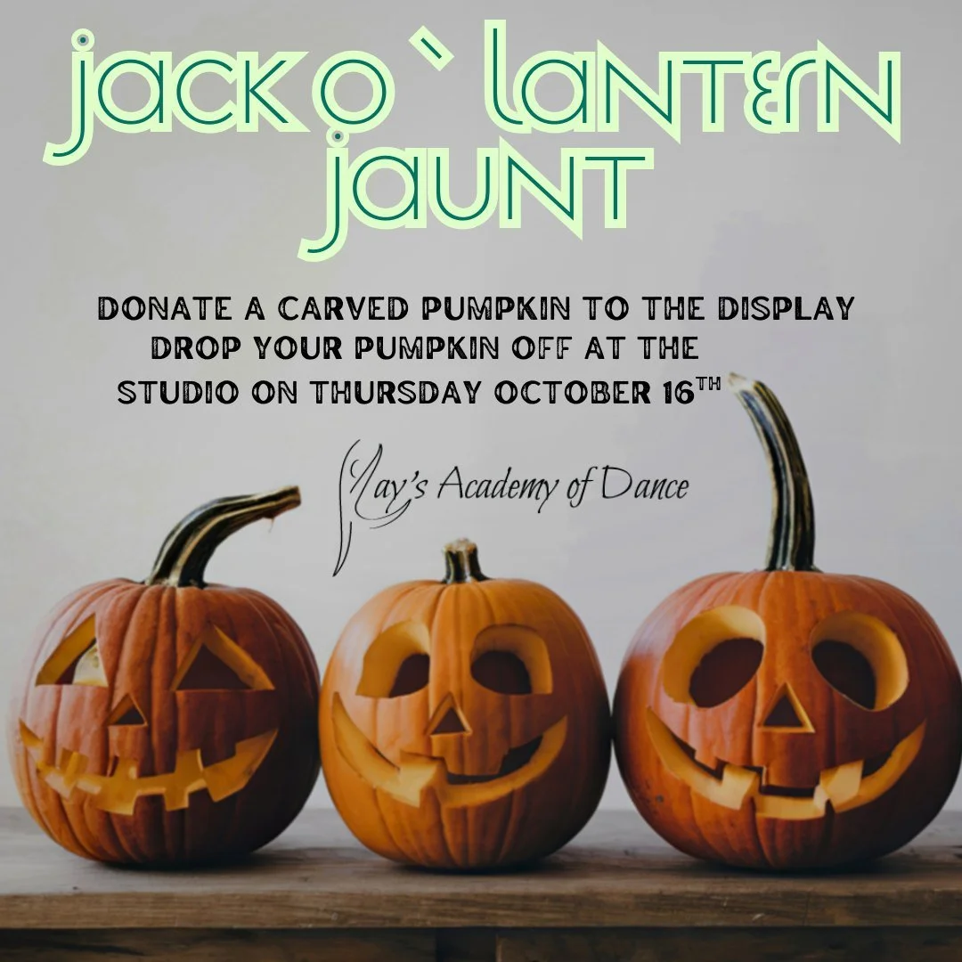 We 🧡 the community of Mukwonago! Kay's Academy of Dance will be participating in Mukwonago's Annual Jack-O-Lantern Jaunt Halloween Haunt in Field Park October 17th and 18th.
🎃 In order to make our display spook-tacular, we need your help! Get creat