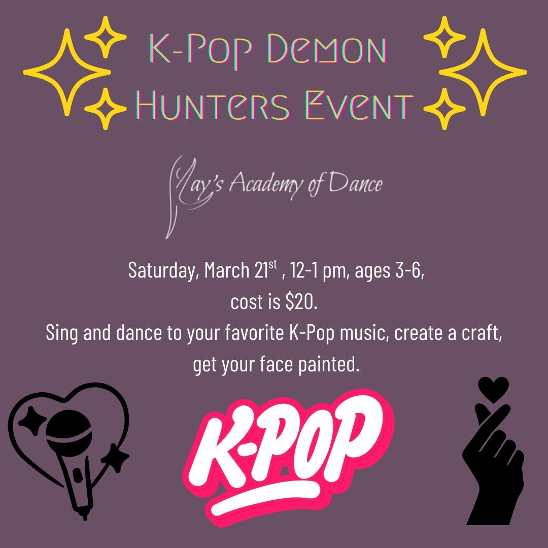 Looking for a fun Saturday activity? 🎉 Our K-Pop Demon Hunters event includes dancing, music, crafts and face paining - perfect for ages 3&ndash;5! 💜
Sign up here: https://loom.ly/J0DRe1E
 #dance #DANCER #dancelife #itsadancething #Idancebecause #k