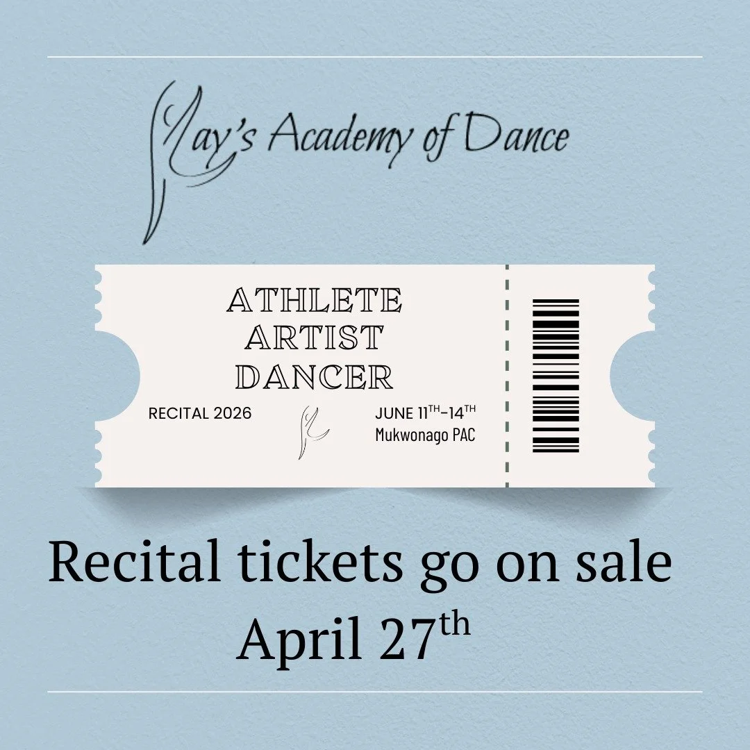 Our 2026 "Athlete. Artist. Dancer." Recital is getting closer!
This year&rsquo;s recital will be held June 11th - 14th at the Mukwonago Performing Arts Center that is located at Mukwonago High School .
🎟️ Tickets will go on sale at the stu