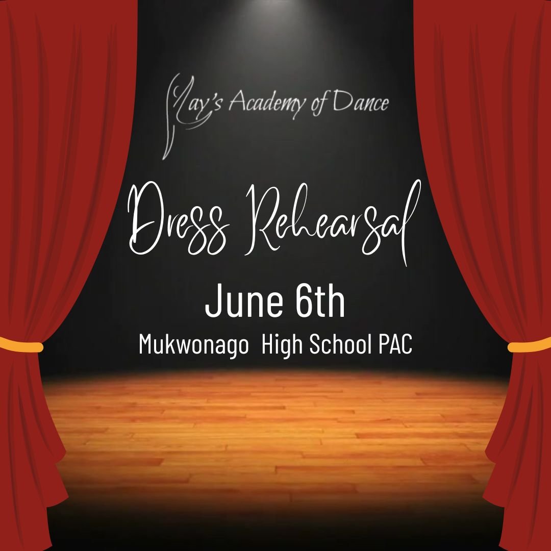 𝑻𝒐𝒎𝒐𝒓𝒓𝒐𝒘 𝒊𝒔 𝒐𝒖𝒓 𝑹𝒆𝒄𝒊𝒕𝒂𝒍 𝑫𝒓𝒆𝒔𝒔 𝑹𝒆𝒉𝒆𝒂𝒓𝒔𝒂𝒍!
Dress rehearsal will be at the Mukwonago High School PAC on June 6th.
🌟Please arrive 15 minutes prior to your scheduled time.
🌟Wear your costume, with your hair and makeup p