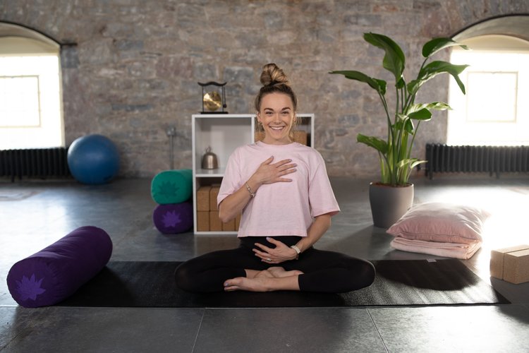 Molly teaching a pregnancy yoga class