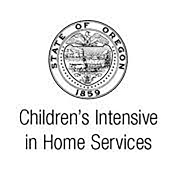Oregon state seal with text reading "Children's Intensive In Home Services".