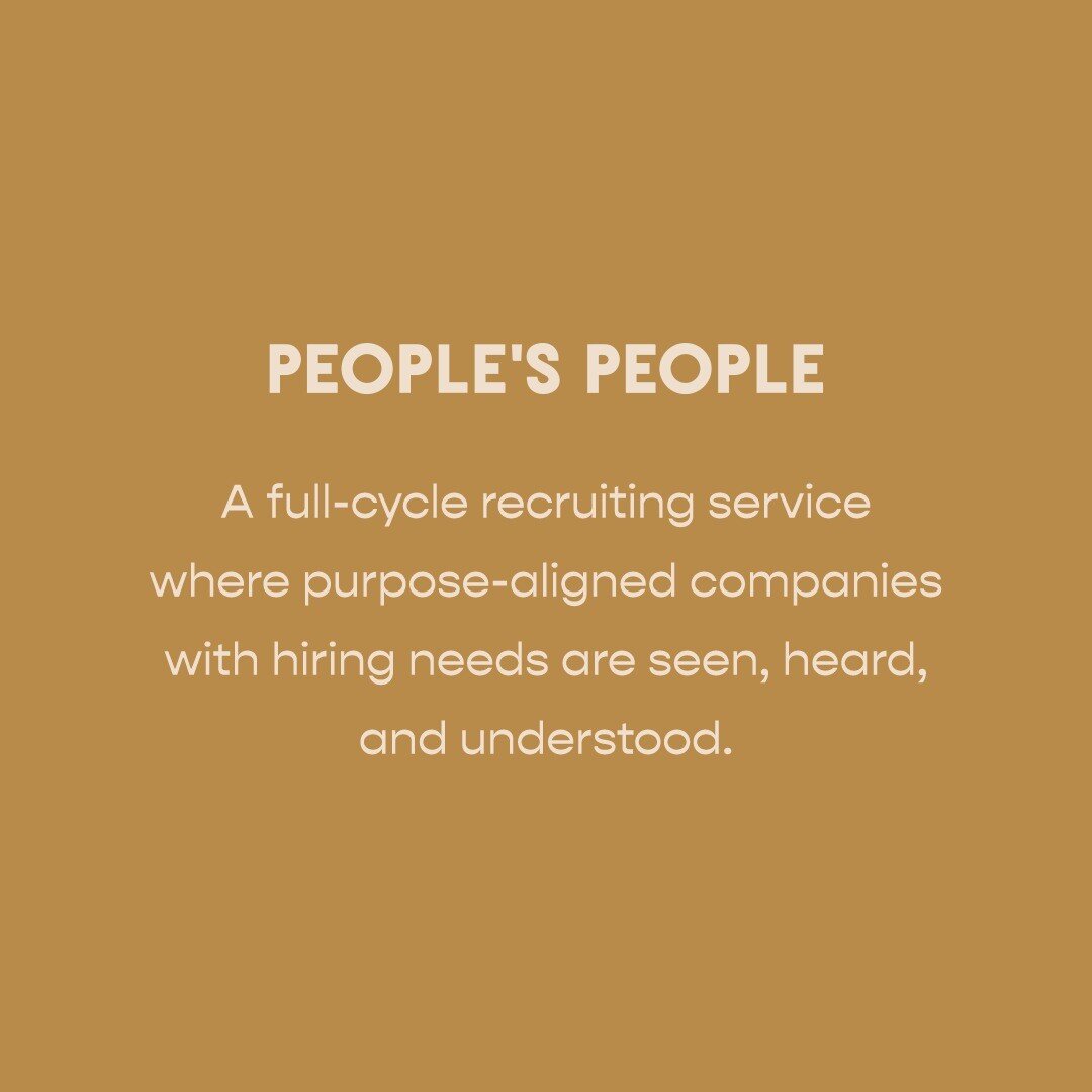&quot;What is People's People?&quot; 🤔

You'll hear us talk a lot about working with &quot;purpose-aligned companies&quot;. What does that mean? We aim to work with clients that are doing good in this world. Companies that want to solve problems, be