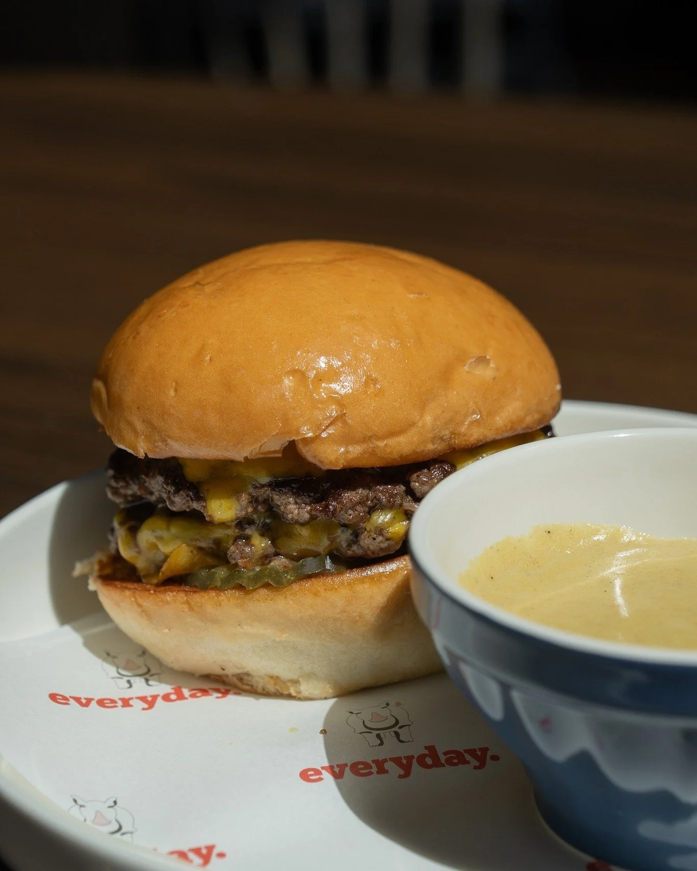 made for dipping, and not for the faint of heart. 

double cheese burger
prime double beef smashed patty, cheese, dill pickles, burger sauce, beer cheese dip. 

it's going to be your new favourite.