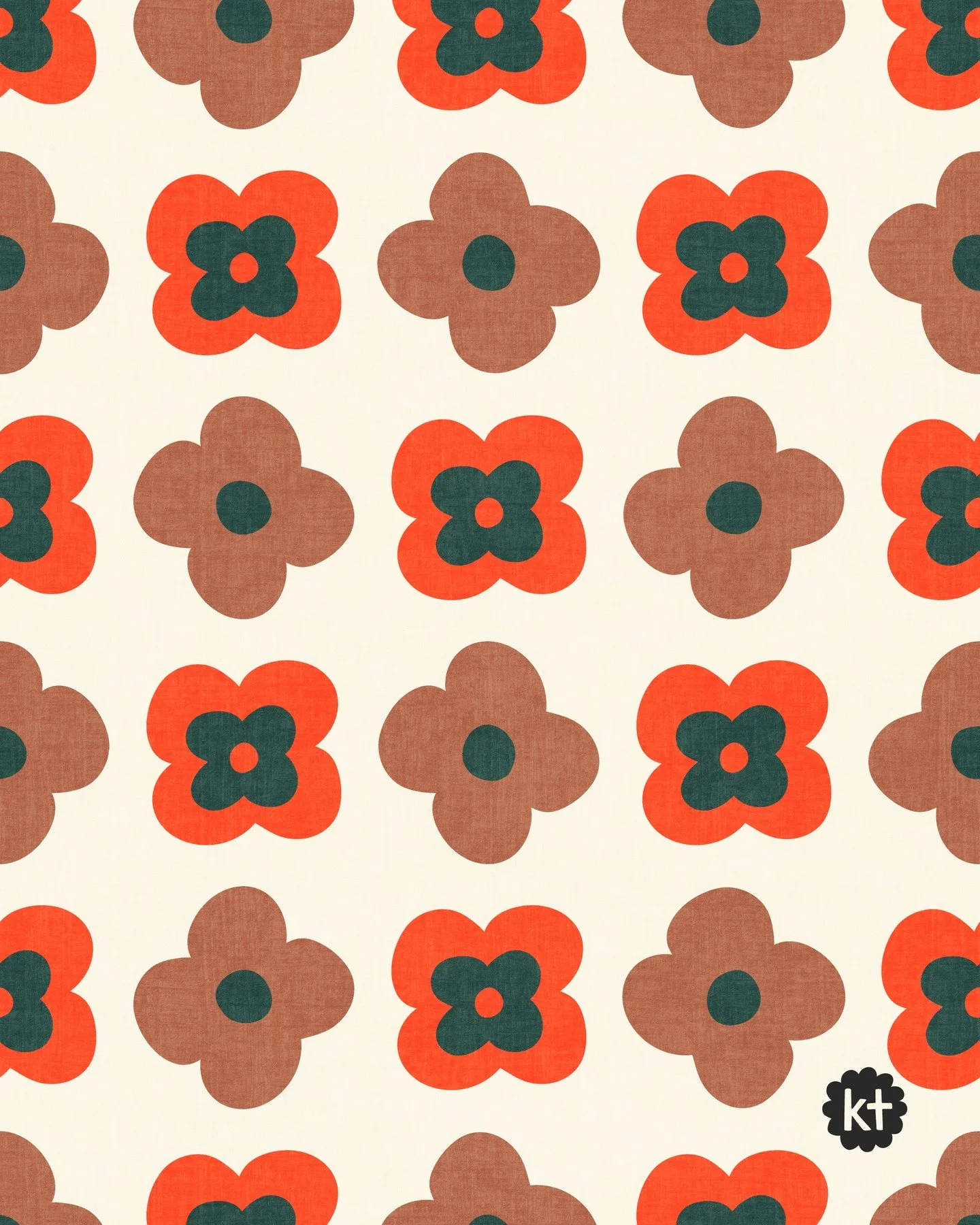 Sixties florals and seventies colours for a funky retro flower grid.

Find it on wallpaper and fabric on @spoonflower.