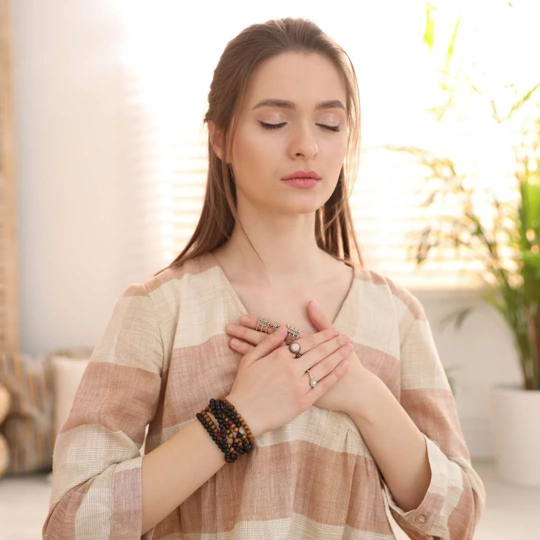 woman with eyes closed