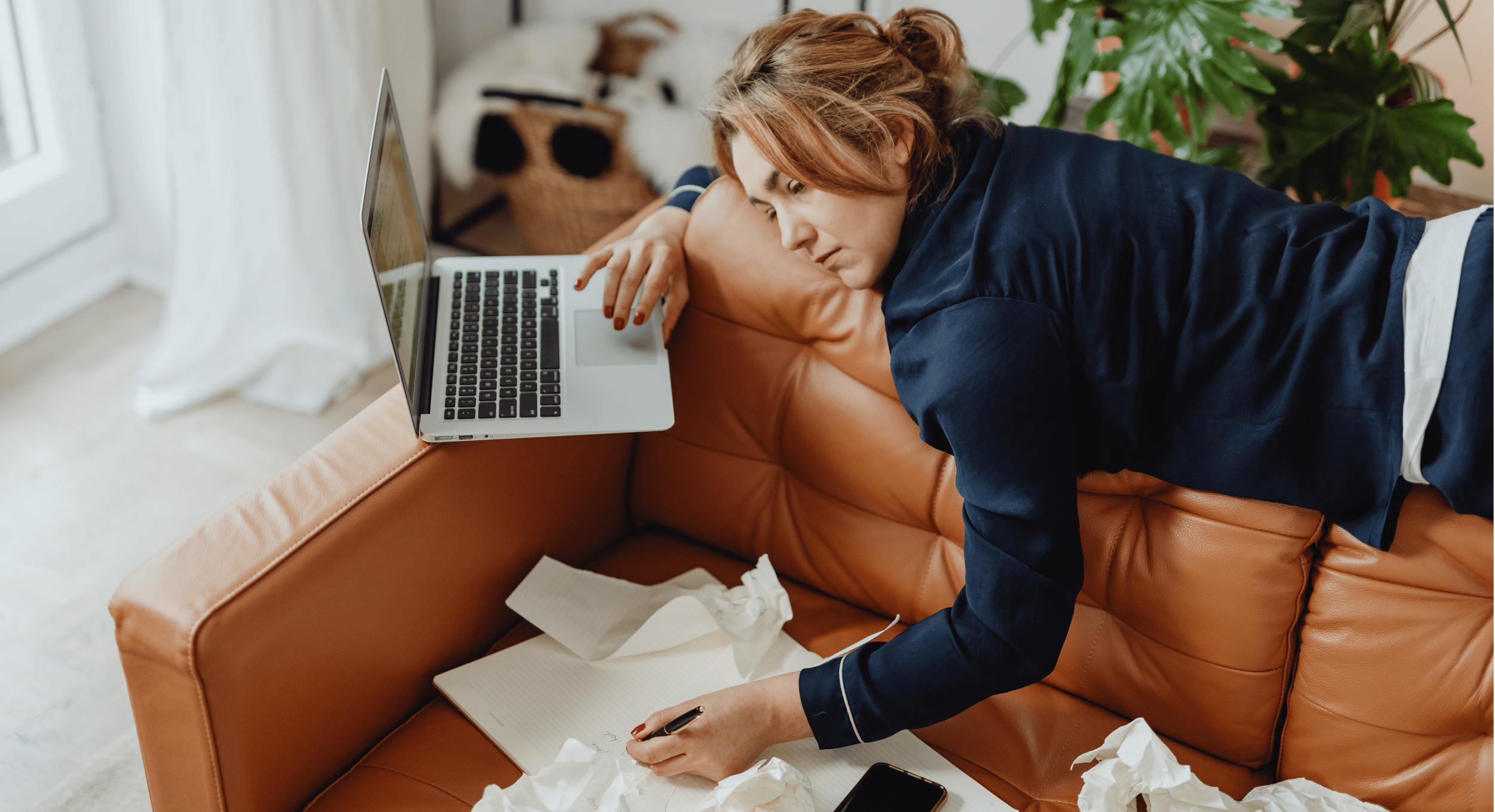 woman working and suffering from hyperfocus and burnout