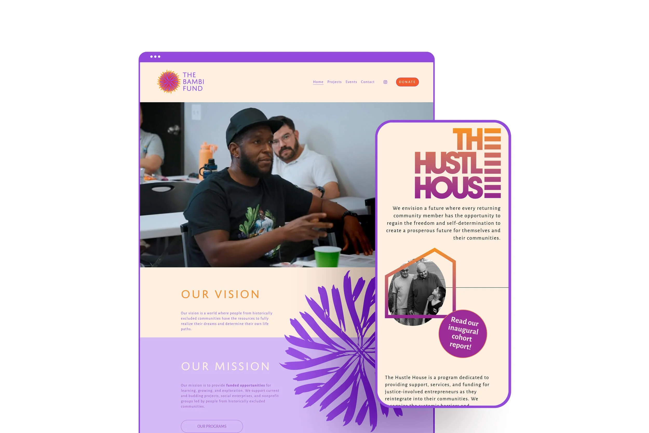 screnshots of the bambi fund website home page