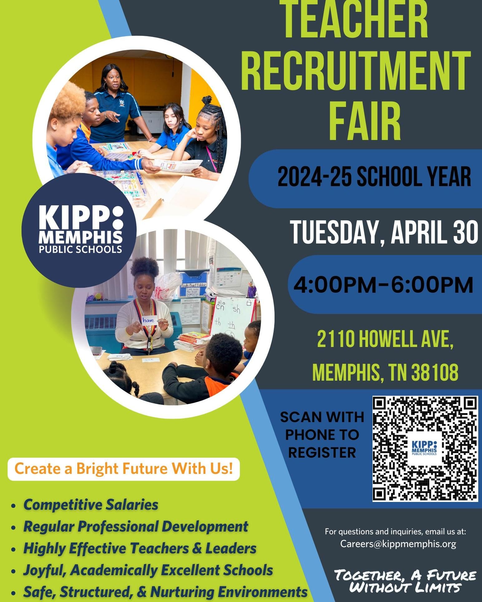 Are you seeking new teaching opportunities in Grades 6th - 12th? Register for our April 30th Teacher Recruitment Fair to reserve an interview slot with our school leaders.

Spots are limited, so register now.
http://bit.ly/KMPSHiringFair1

#HiringEdu