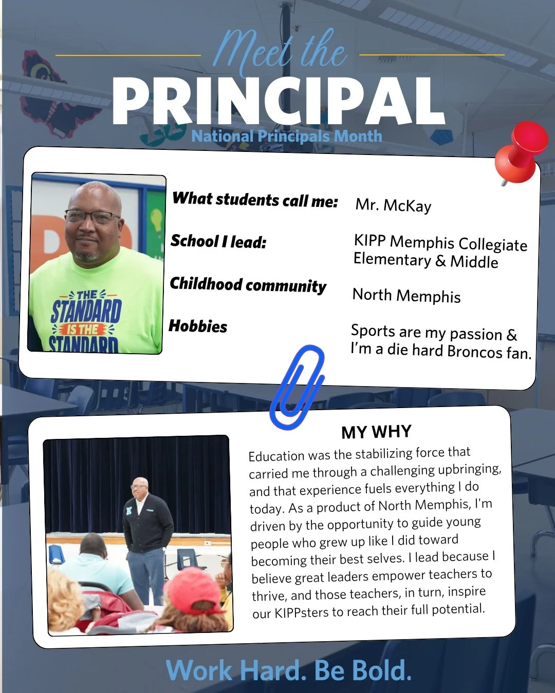 #NationalPrincipalsMonth Spotlight: Mr. McKay!

We&rsquo;re kicking off our Principal Month spotlights with Mr. Antonio McKay, a longtime KIPP Memphis leader stepping into his first year as principal of KIPP Memphis Collegiate Elementary and Middle!
