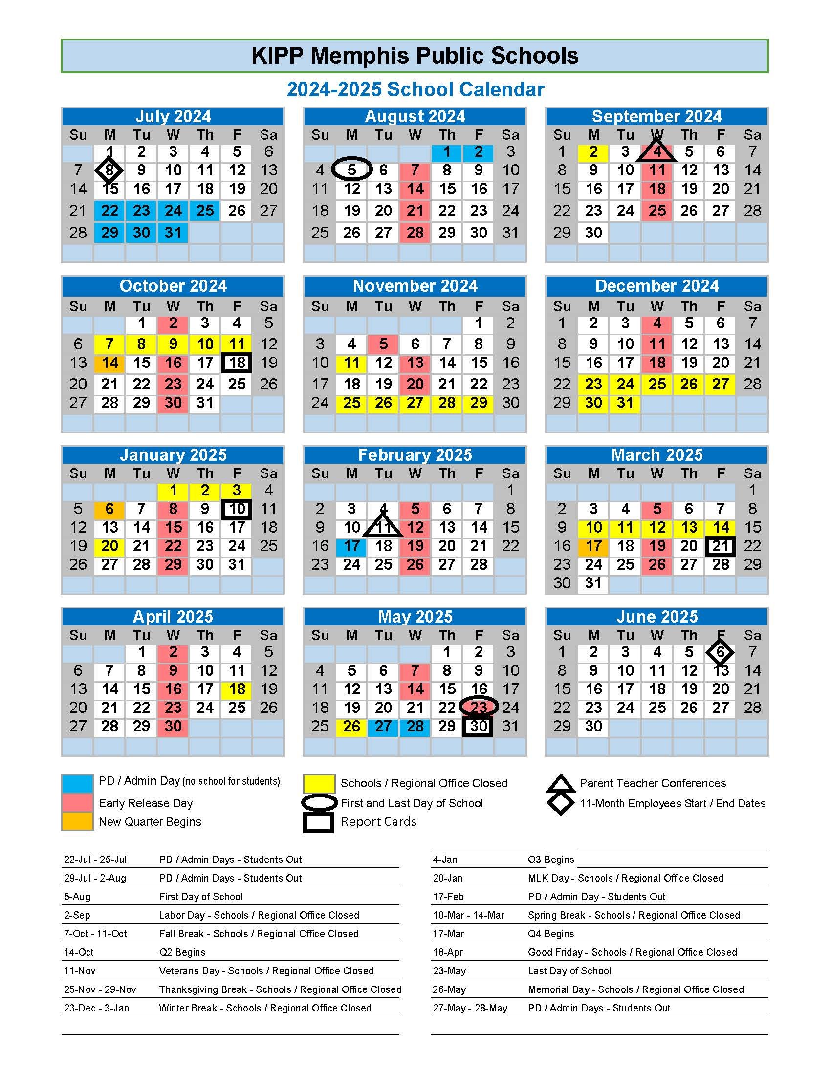Kipp Explore 2025 Calendar