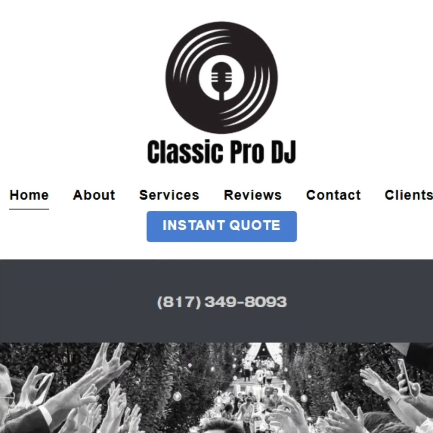It takes only seconds to get a price quote from Classic Pro DJ. On the home page of our website you'll see a blue tab labeled "Instant Quote." It's quick and easy.
