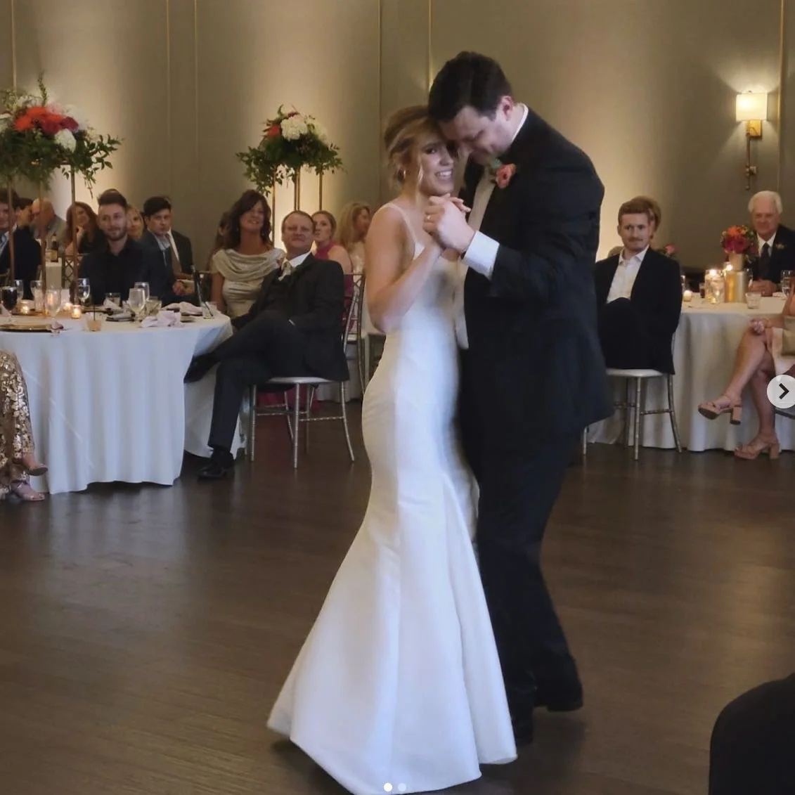 Romantic first dance with colorful lighting at Dallas wedding, orchestrated by Classic Pro DJ