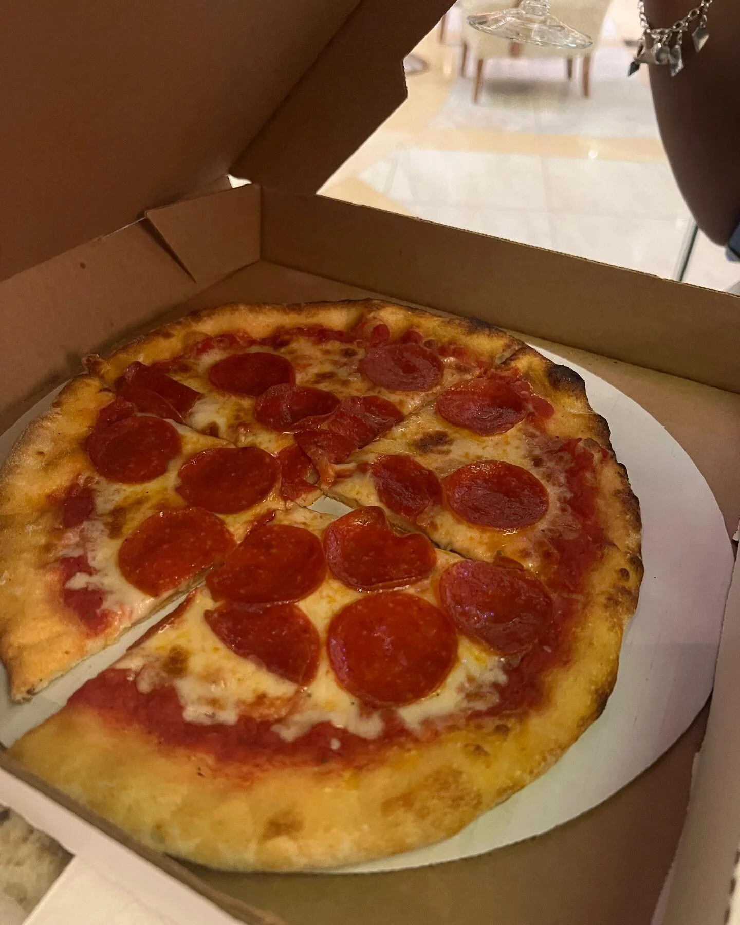 Enjoying late night pizza. I&rsquo;m sure my body will hate me later. #regalprincess #pewalktheworld