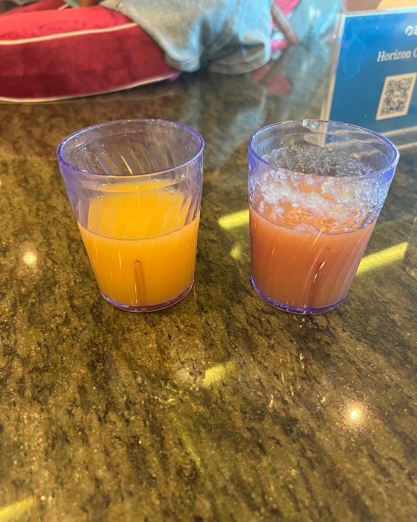 This is why I bring my own cup.  I&rsquo;ll never complain about Carnival&rsquo;s small cups again. Even in the MDR on Princess you get shot glass size juice.  Bring me a goblet please.