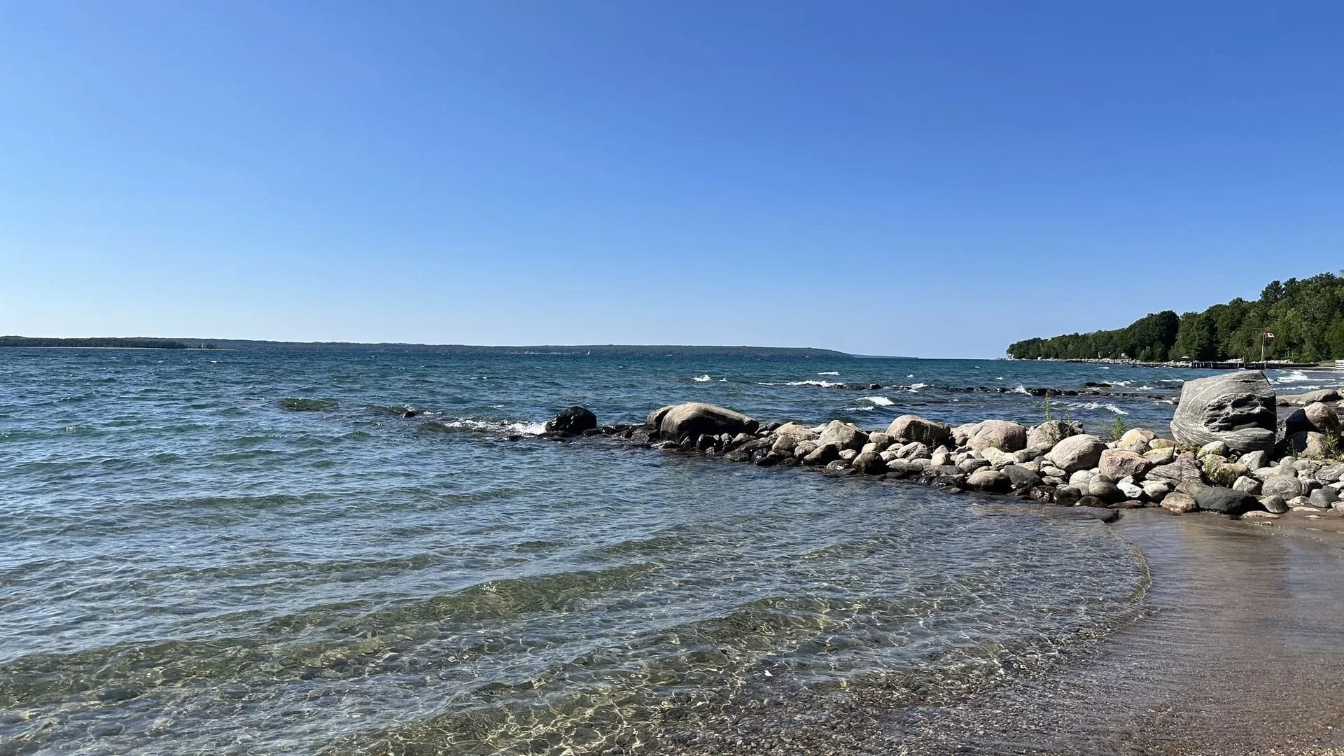Rocky shoreline and clear water on Georgian Bay, Ontario