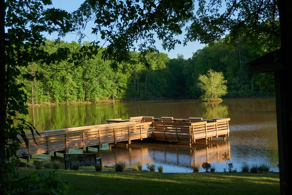 A fishing dock on Anne Springs Close Greenway's lake in Fort Mill, South Carolina (Copy)