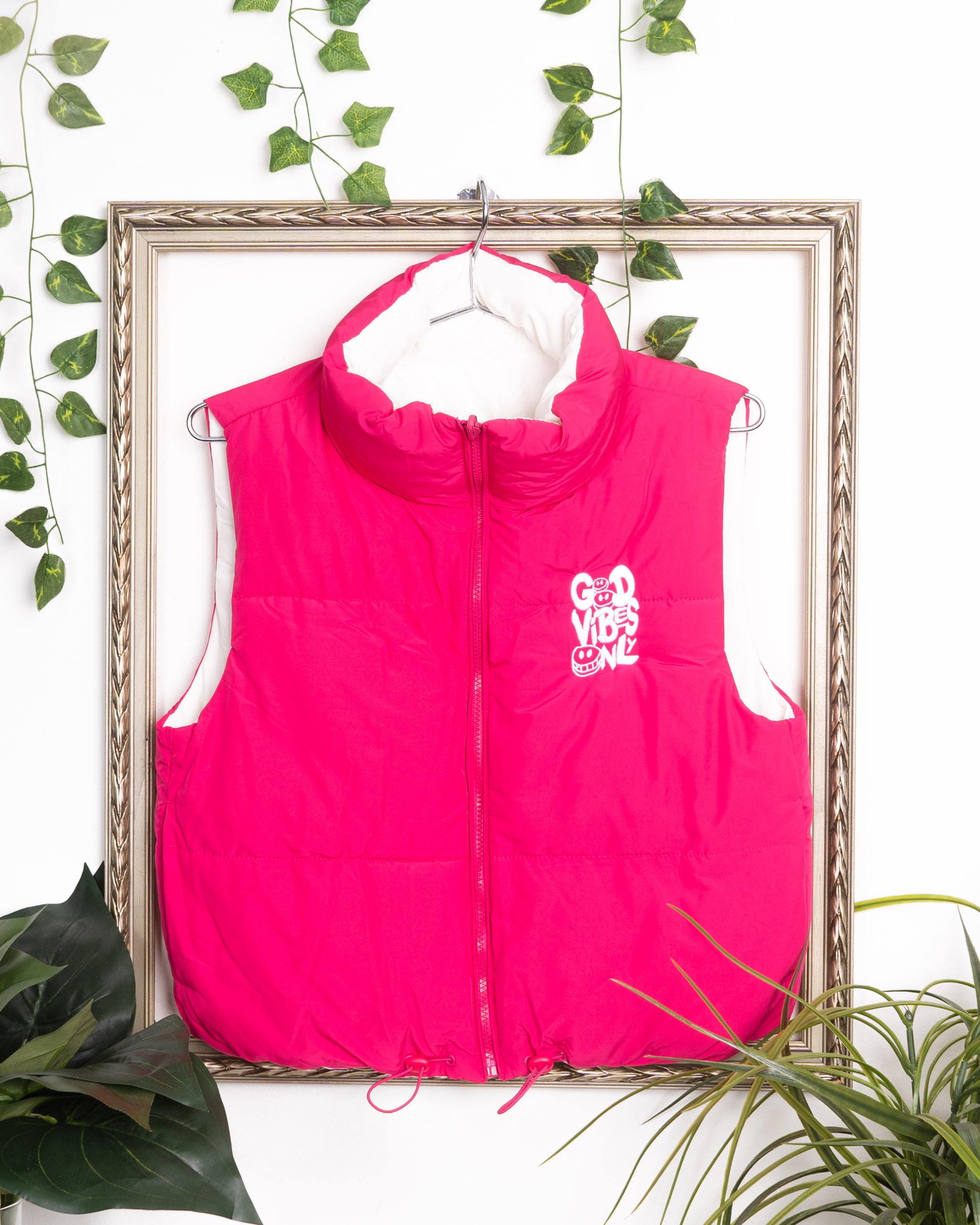 Pink Reversible Women's Puffer Vest
