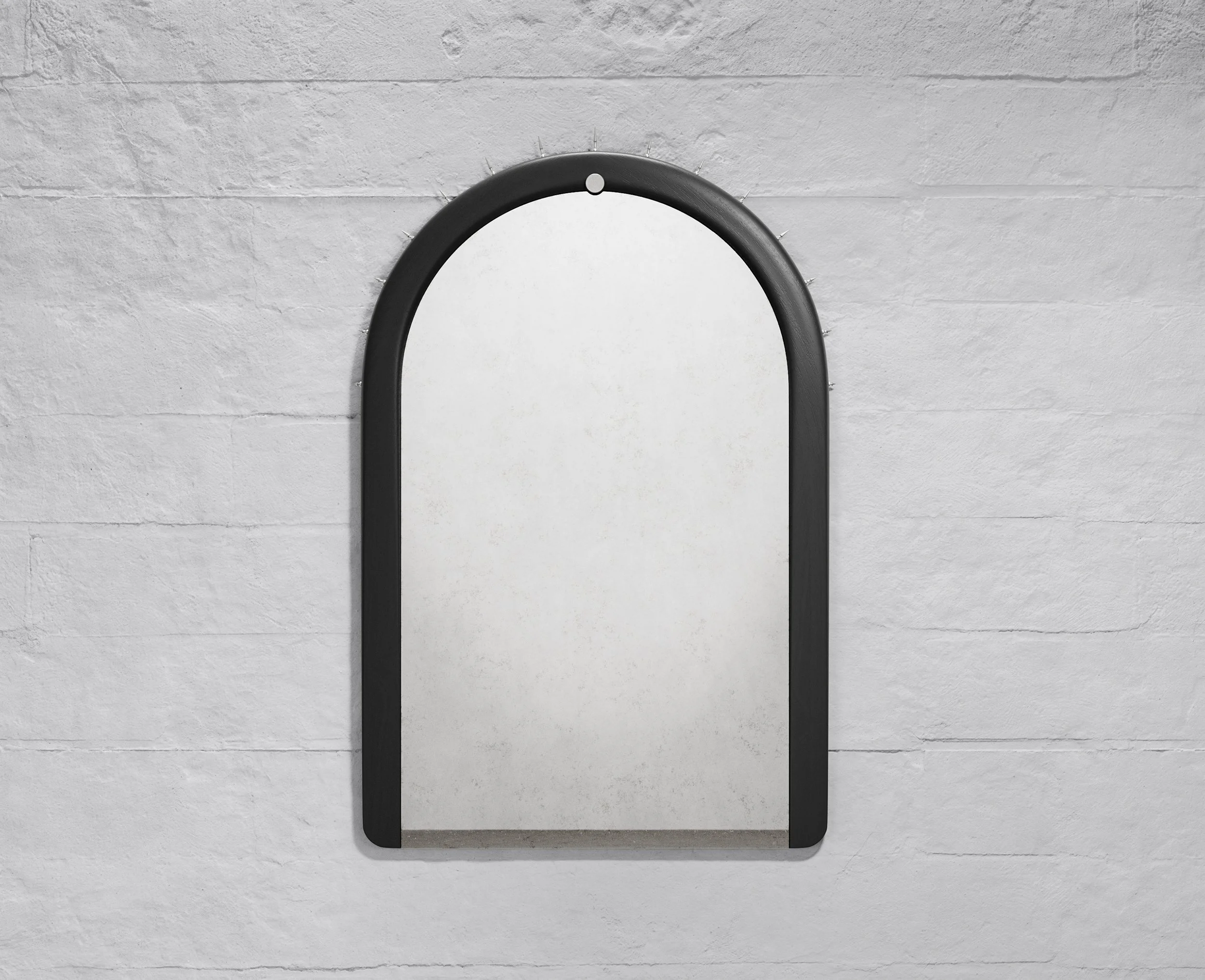 SITIERA_03 Wall Mirror in Solid Wood, Stainless Steel Accents and Aged Mirror