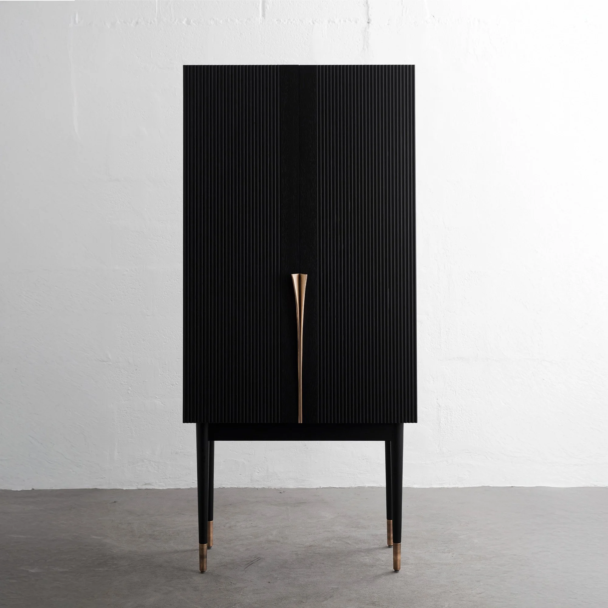 PERFIDIA_01 Bar Cabinet in Solid Wood and Casted Bronze Details