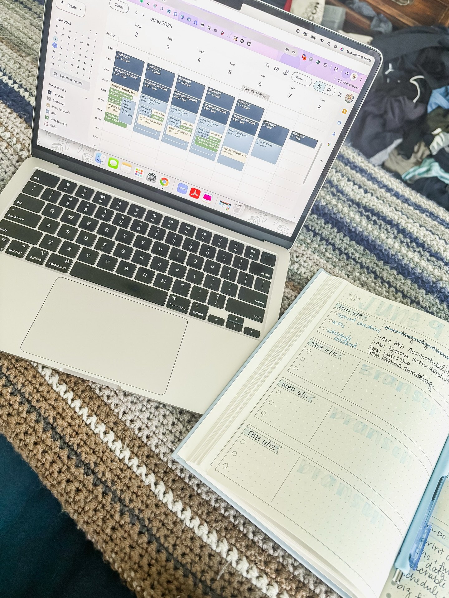 a few years ago, I hit a point where everything in my life + biz felt urgent.

I felt scattered (kinda like that pile of laundry in the background) + like I was always behind.

my breakthrough didn&rsquo;t come from hustling more or working 80 hours 