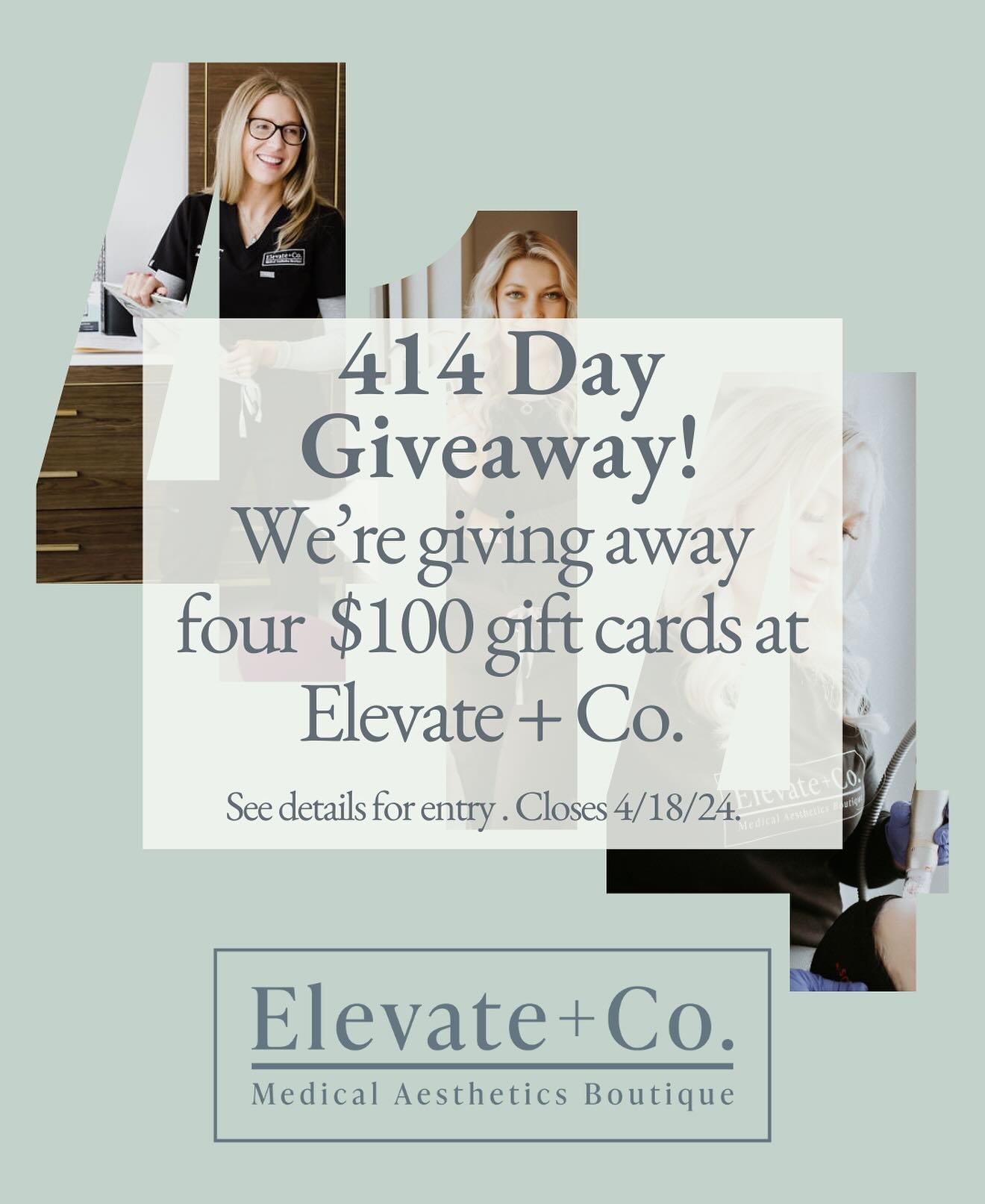 Happy 414 Day!! Four lucky winners have the chance to win a $100 gift card at Elevate + Co. 

Entry Rules:
1. Follow @elevateandcomke, @skiinandtoniic and @themedaestheticnp
2. Like this post.
3. Tag two friends
4. Share to your story and TAG US! 

E