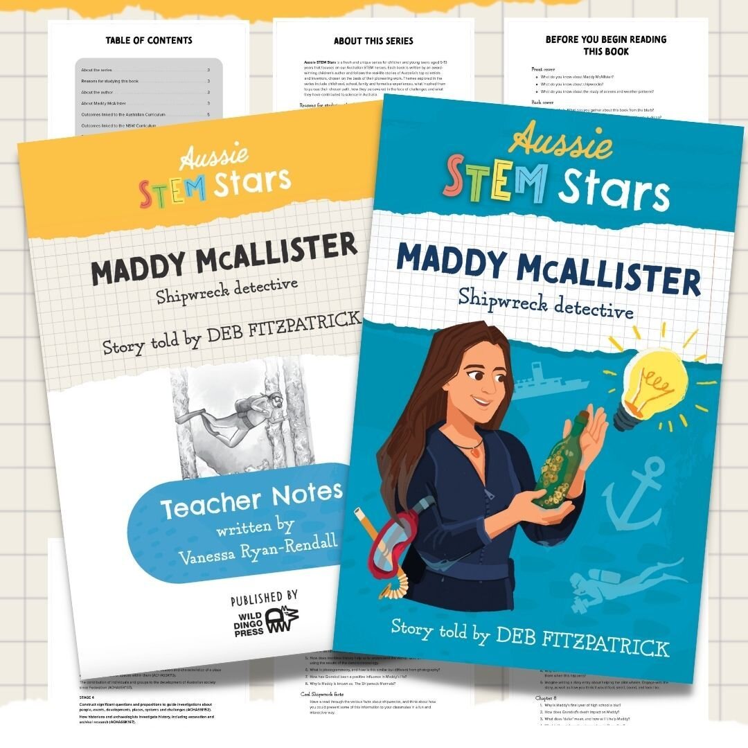 Did you know our Aussie STEM Stars books come with Teacher Notes? You can download the files from either the Wild Dingo Press or Aussie STEM Stars website. The Teacher Notes include 

🟨 Information about the series 
🟨 Reasons for studying the book 