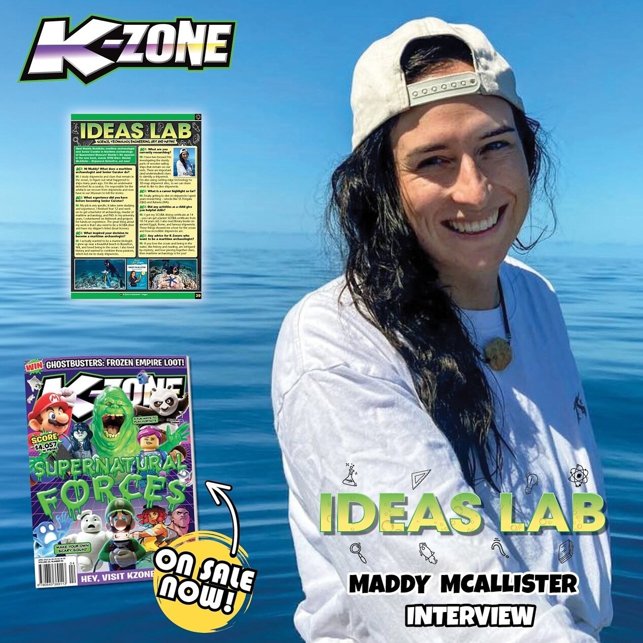 Our friends at @kzonemag have profiled the wonderful Maddy McAllister in their April edition. Pick up a copy of the magazine and read more about what @shipwreckmermaid does, what inspired her to become a marine archeologist, career highlights and mor