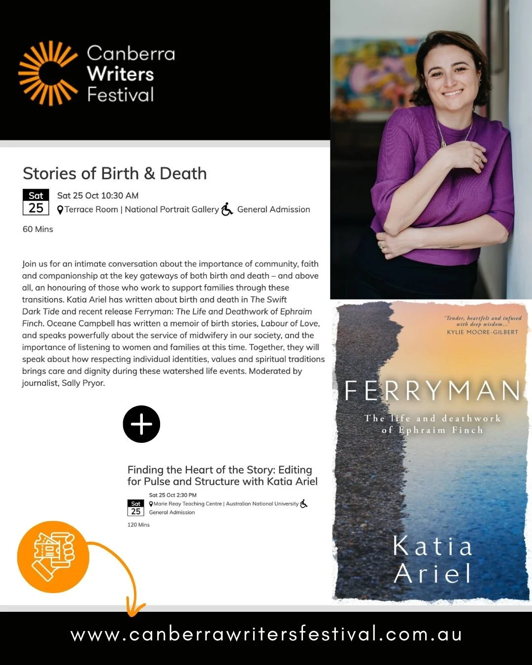 Author @katia_deer will be appearing at the Canberra Writers Festival, speaking alongside Oceane Campbell (Labour of Love) in a conversation about community, faith and companionship at the gateways of both birth and death. Moderated by journalist Sal