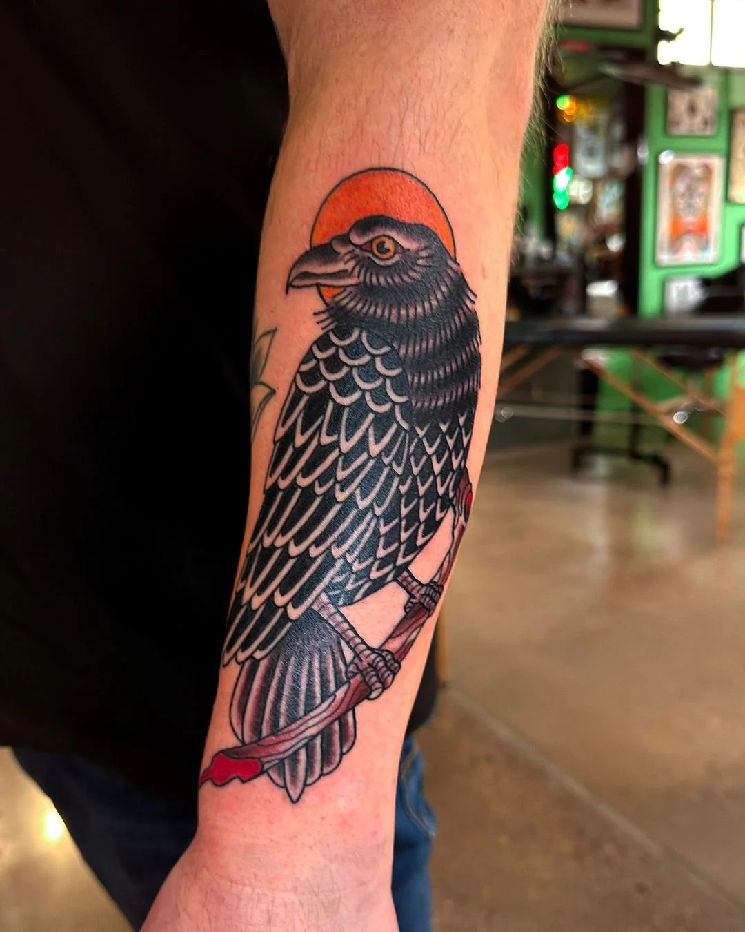 Custom Raven tattoo for the winner of our food drive. We didn't get many contributors, but big shoutout to @kevdawgg88 for showing up huge for both November and December. An absolute pleasure to work on this piece for him. Had a lot of fun with this 