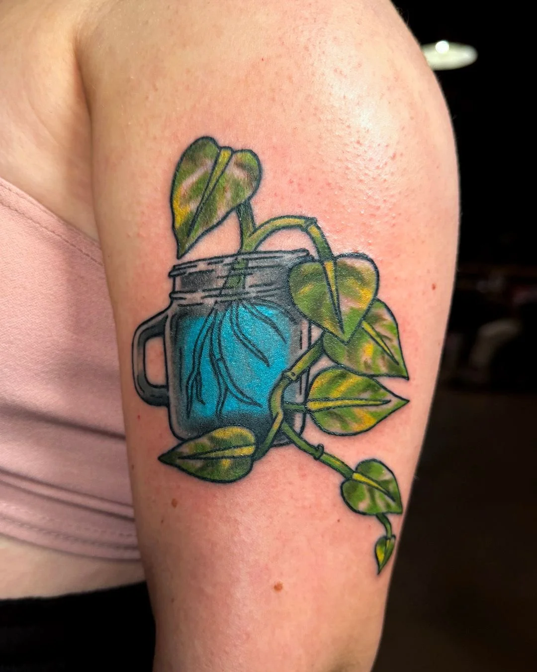 Reworked tattoo for my sweet honey @hjuicy303. I did the existing tattoo way back when I was a young baby tattooer. I am stoked to see it bolder and with some color. If there is an older piece that you want refreshed, I am more than happy to work wit