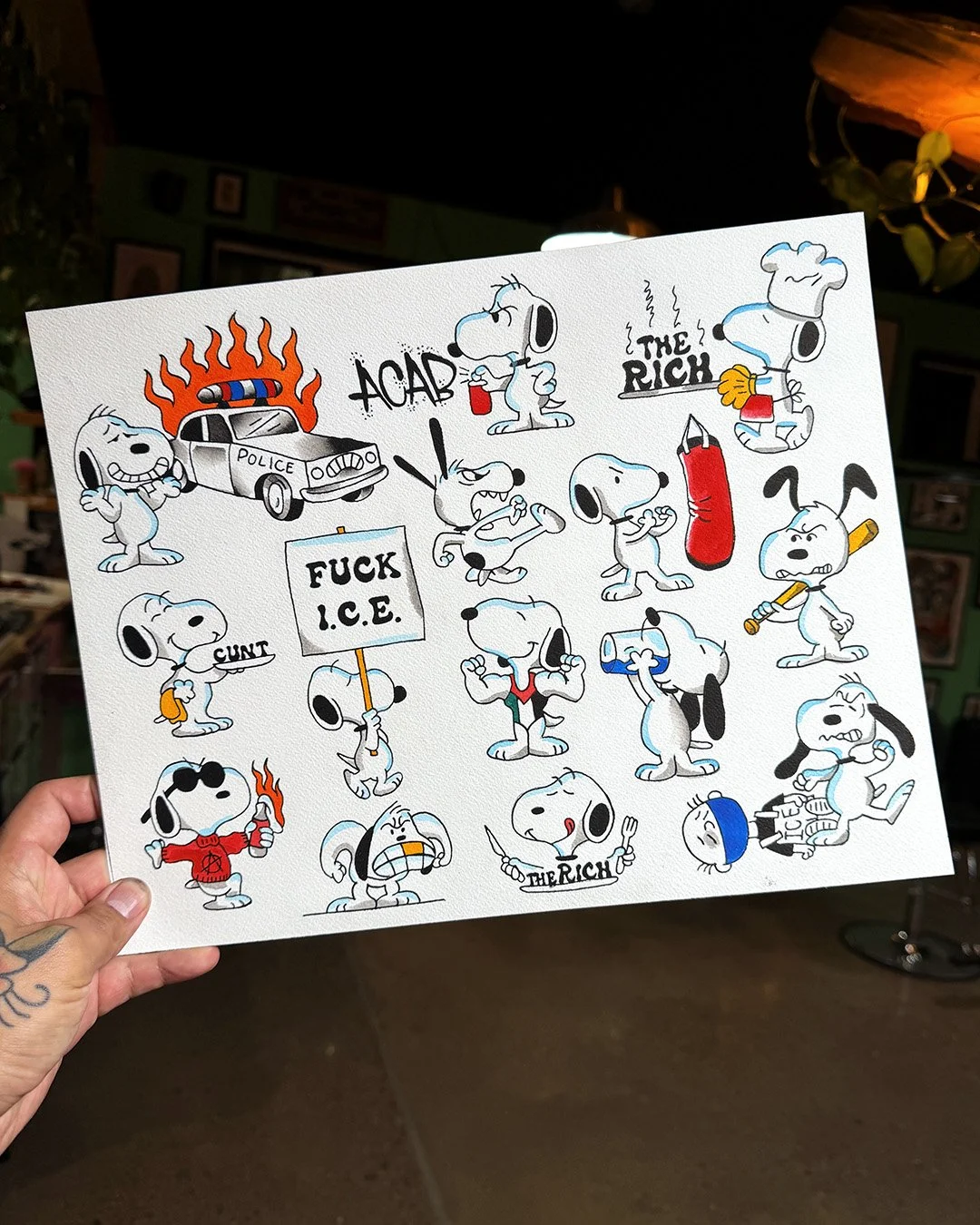 Snoopy Antifascist Sheet Print