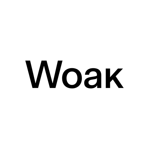 The image displays the word 'Woak' in bold black letters on a white background.