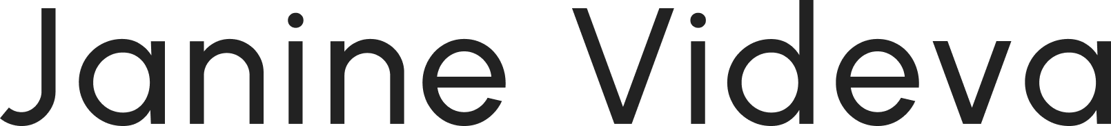 The image displays the name 'Janie Videva' in large black text on a white background.
