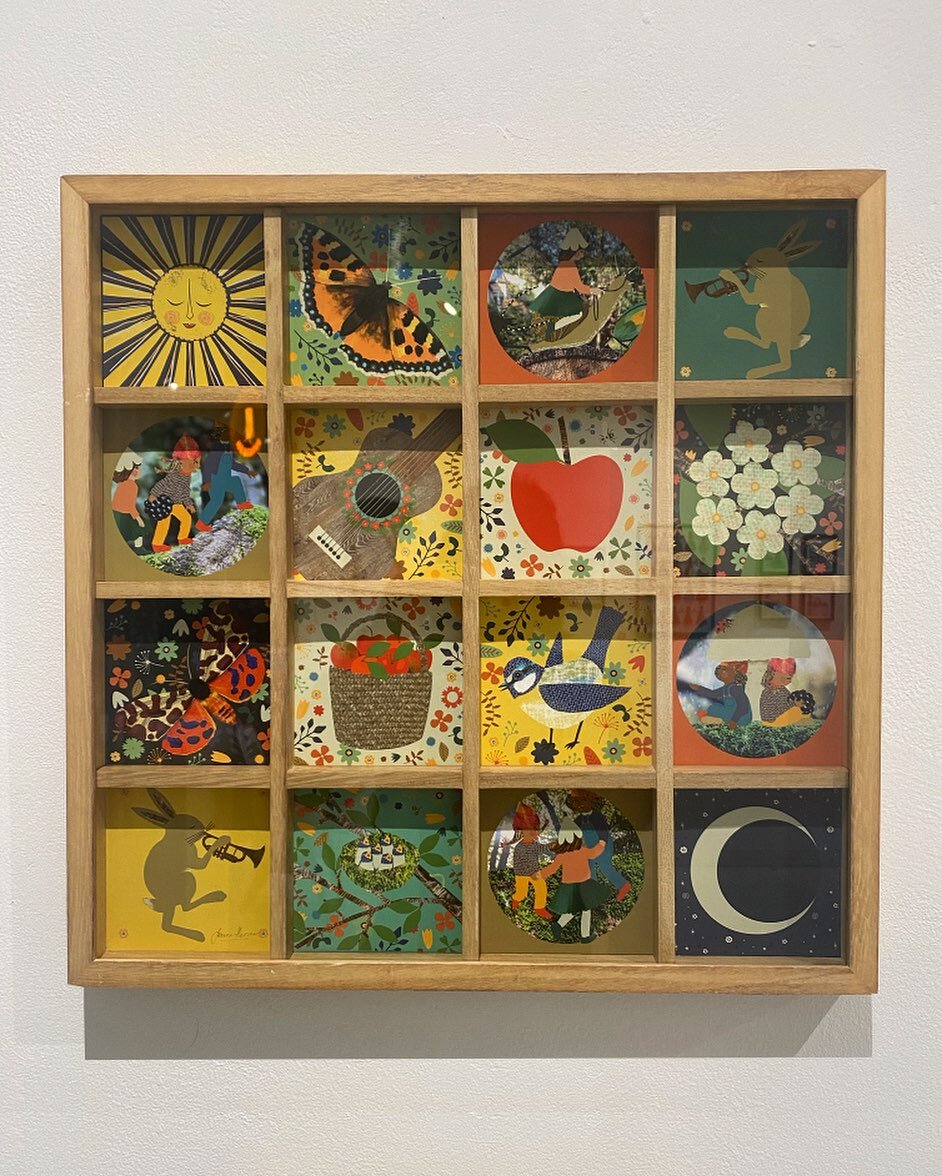 A sneaky peak at my own work on display at the #folk exhibition launching tomorrow at the @galleryatthestation . This is called &lsquo;A Patchwork of Tales from the Orchard&rsquo; - it&rsquo;s a selection of 16 little giclee prints in a wooden box. 
